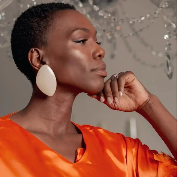 Anthropologie Jewelry - Anthropologie Acrylic Cream Earrings